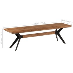 Panca da Pranzo Legno Massello d'Acacia e Acciaio 160x40x45 cm