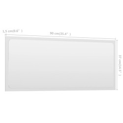 Specchio da Bagno Bianco 90x1,5x37 cm in Truciolato