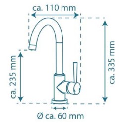 SCHÜTTE Miscelatore con Bocca Alta CORNWALL Bassa Pressione Nero Opaco