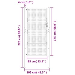 Cancello Giardino Antracite 105x225 cm in Acciaio