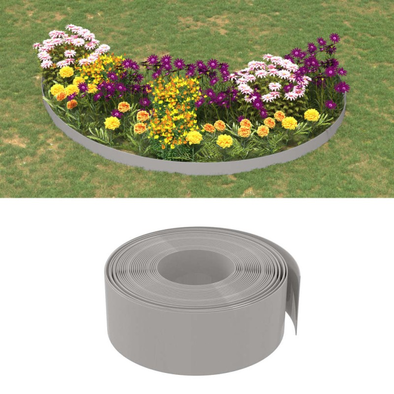 Bordature da Giardino 2 pz Grigie 10 m 20 cm in Polietilene