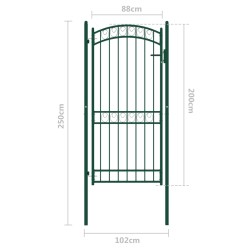 Cancello per Recinzione ad Arco in Acciaio 100x200 cm Verde