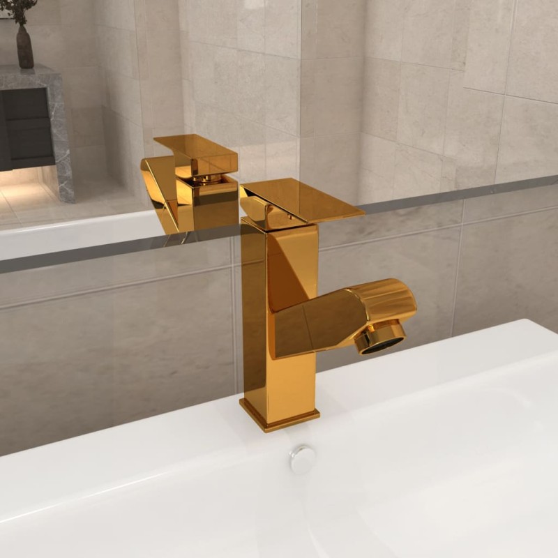 Rubinetto Lavabo da Bagno Funzione Estraibile Oro 157x172 mm