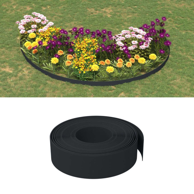 Bordature da Giardino 4 pz Nere 10 m 15 cm in Polietilene