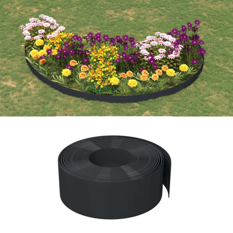 Bordature da Giardino 2 pz Nere 10 m 20 cm in Polietilene