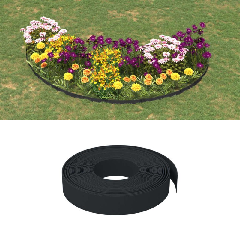 Bordature da Giardino 4 pz Nere 10 m 10 cm in Polietilene