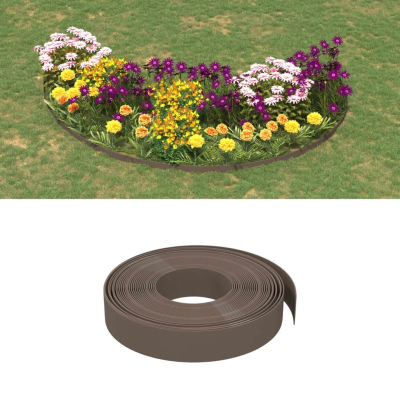 Bordature da Giardino 3 pz Marroni 10 m 10 cm in Polietilene