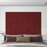 Pannelli Murali 12 pz Rosso Vino 30x30 cm Tessuto 0,54 m²