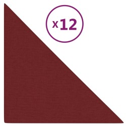 Pannelli Murali 12 pz Rosso Vino 30x30 cm Tessuto 0,54 m²