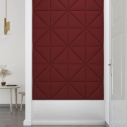 Pannelli Murali 12 pz Rosso Vino 30x30 cm Tessuto 0,54 m²