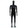 Manichino Uomo Figura Intera Base in Vetro 185 cm Nero Lucido