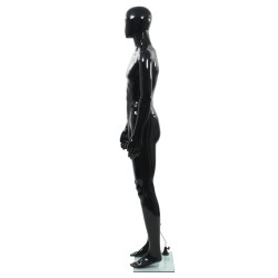 Manichino Uomo Figura Intera Base in Vetro 185 cm Nero Lucido