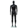 Manichino Uomo Figura Intera Base in Vetro 185 cm Nero Lucido