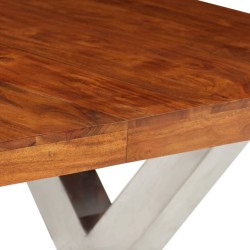 Set Tavolo da Pranzo 7 pz Legno Massello di Acacia e Sheesham