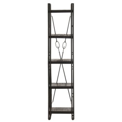 Libreria a 5 Ripiani 40x30x180 cm Nero Legno Massello di Mango