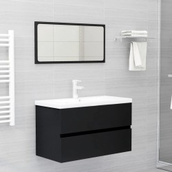 Mobile da Bagno con Lavabo Integrato Nero in Truciolato