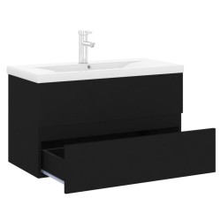 Mobile da Bagno con Lavabo Integrato Nero in Truciolato