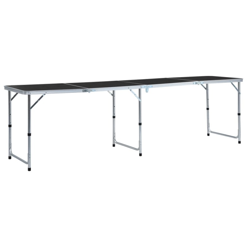   Tavolo da Campeggio Pieghevole in Alluminio Grigio 240x60 cm