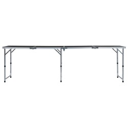   Tavolo da Campeggio Pieghevole in Alluminio Grigio 240x60 cm