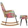 Sedia a Dondolo con Poggiapiedi Multicolore Patchwork in Tela