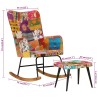 Sedia a Dondolo con Poggiapiedi Multicolore Patchwork in Tela