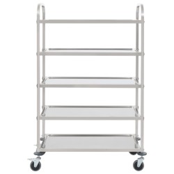 Carrello da Cucina a 5 Livelli 107x55x147 cm in Acciaio Inox