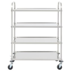 Carrello da Cucina a 4 Livelli 107x55x125 cm in Acciaio Inox