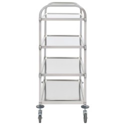 Carrello da Cucina a 4 Livelli 107x55x125 cm in Acciaio Inox