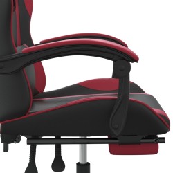 Sedia da Gaming con Poggiapiedi Nero e Rosso Vino in Similpelle