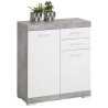 FMD Credenza con 2 Ante e 2 Cassetti 80x34,9x89,9 cm Bianco e Cemento