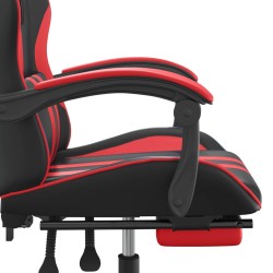 Sedia da Gaming con Poggiapiedi Nero e Rosso in Similpelle