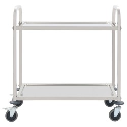 Carrello da Cucina a 2 Livelli 95x45x83,5 cm in Acciaio Inox