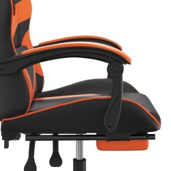 Sedia da Gaming con Poggiapiedi Nero e Arancione in Similpelle