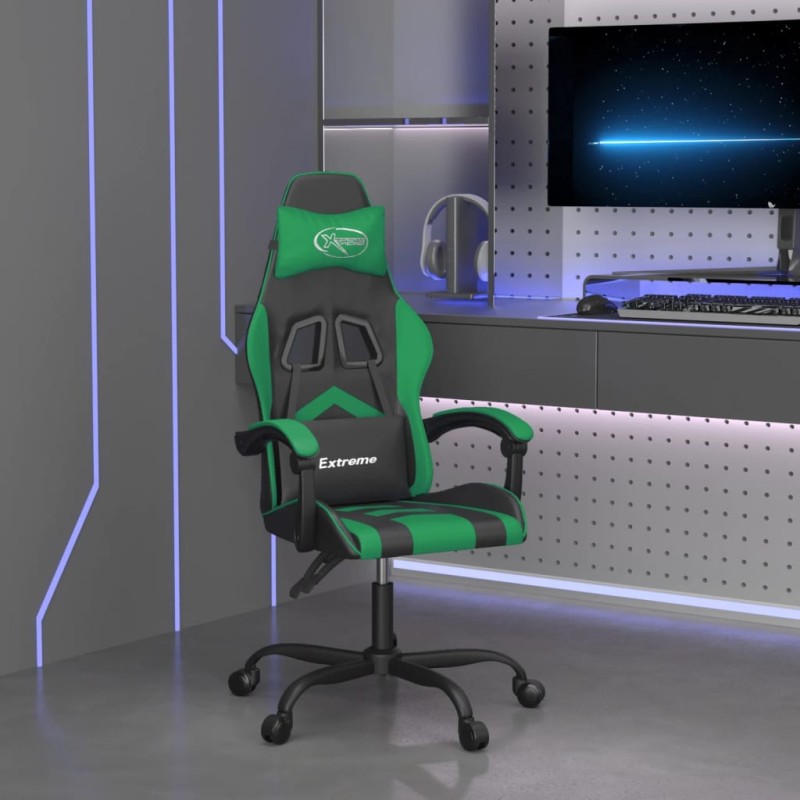 Sedia da Gaming Nera e Verde in Similpelle