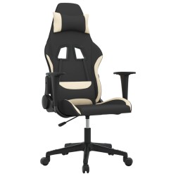 Sedia da Gaming Nero e Crema in Tessuto