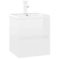 Mobile Bagno con Lavabo Integrato Bianco Lucido in Truciolato