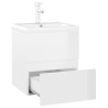 Mobile Bagno con Lavabo Integrato Bianco Lucido in Truciolato