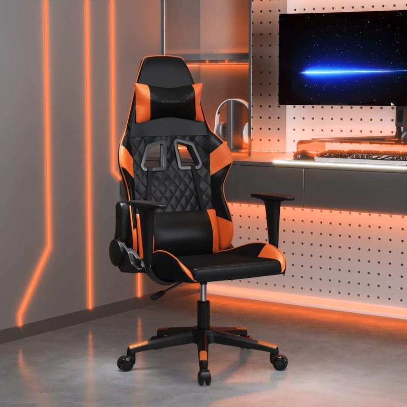 Sedia da Gaming Nero e Arancione in Similpelle