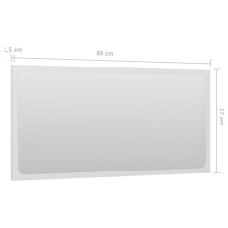 Specchio da Bagno Bianco Lucido 80x1,5x37 cm in Truciolato