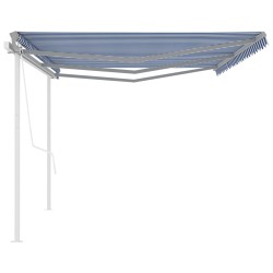   Tenda da Sole Retrattile Automatica con Pali 6x3 m Blu e Bianca