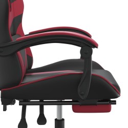 Sedia da Gaming con Poggiapiedi Nero e Rosso Vino in Similpelle