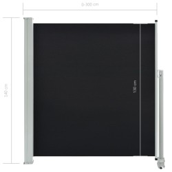   Tenda da Sole Laterale Retrattile 140 x 300 cm Nera