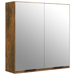 Armadietto a Specchio da Bagno Rovere Fumo 64x20x67 cm