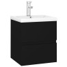 Mobile Bagno con Lavabo Integrato Nero in Legno Ingegnerizzato