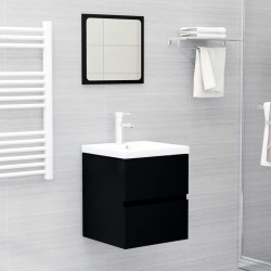 Mobile Bagno con Lavabo Integrato Nero in Legno Ingegnerizzato