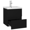 Mobile Bagno con Lavabo Integrato Nero in Legno Ingegnerizzato