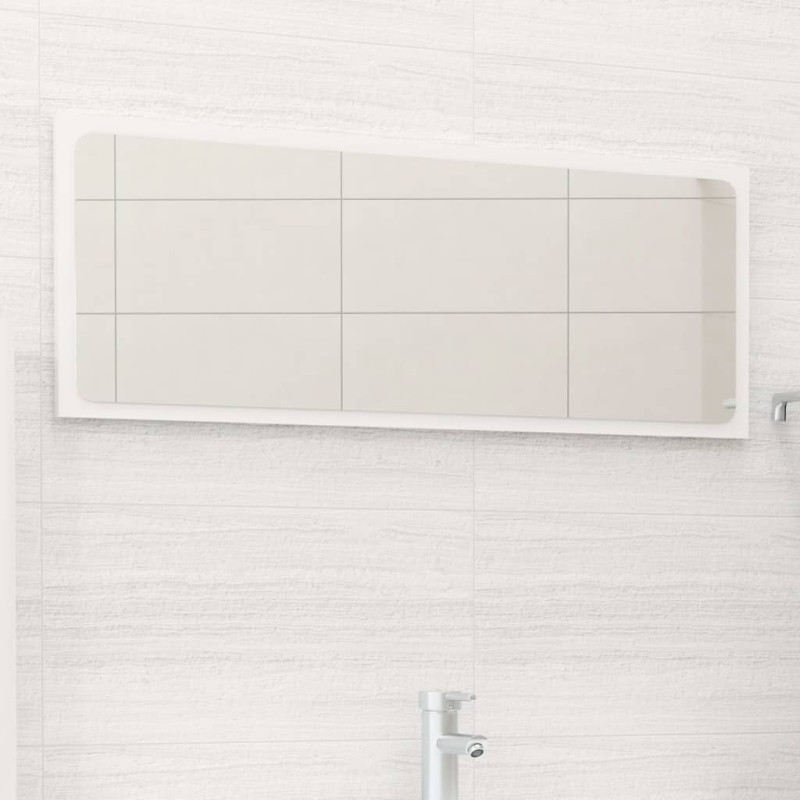   Specchio da Bagno Bianco Lucido 90x1,5x37 cm in Truciolato