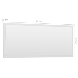   Specchio da Bagno Bianco Lucido 90x1,5x37 cm in Truciolato