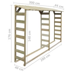 vidaXL Doppio Capannone per Legname 300x44x176cm Legno Pino Impregnato