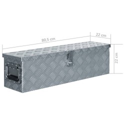 vidaXL Cassetta in Alluminio 80,5x22x22 cm Argento